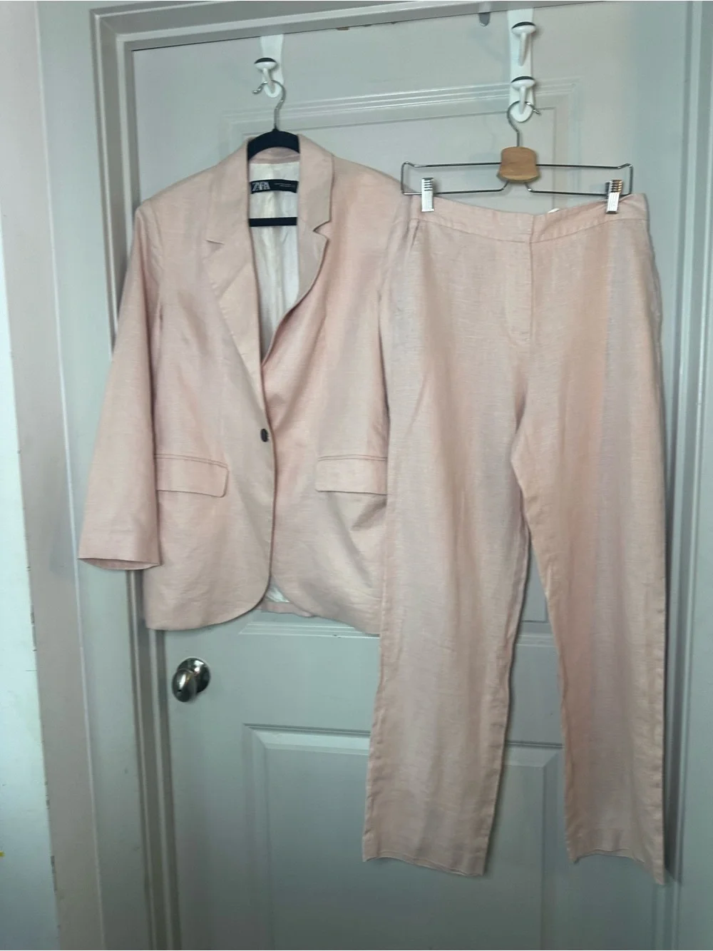 ZARA 2Piece Linen Wide Keg Pants and One Button Blazer Pant set, Medium